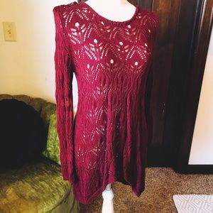 Beautiful Maroon Lace and Grace Women’s knit top